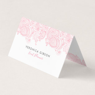 Carte De Visite Elégante dentelle de cachemire rose pastel