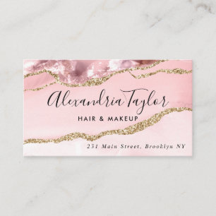 Carte De Visite Elégante fille rose rose Parties scintillant en or