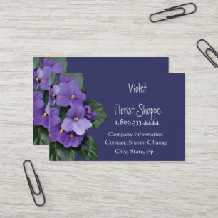 Carte De Visite Élégante Fleur de la nature Plante violet africain