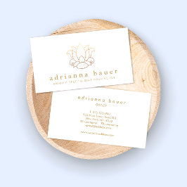 Carte De Visite Élégante Fleur de Lotus Blanc Moderne