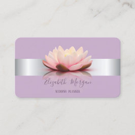 Carte De Visite Élégante Fleur de Lotus en argent moderne