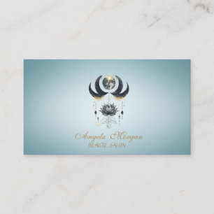 Carte De Visite Élégante Fleur de Lotus Lune Bleue