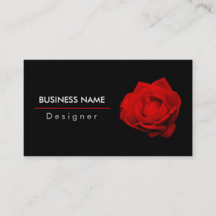Carte De Visite Élégante Fleur de Rose Rouge Noir Rouge Blanc