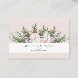 Carte De Visite Élégante Fleurs De Boho Peint Élégant | Blush