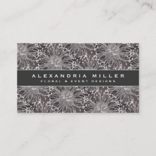 Carte De Visite Élégante Fleurs de Dandelion Gris