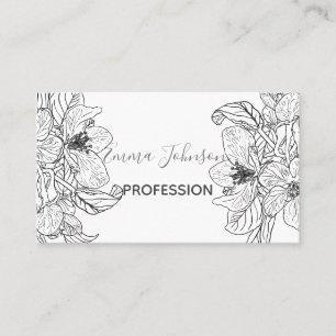 Carte De Visite Elégante floraison de cerisiers Design noir blanc