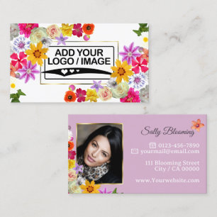 Carte De Visite Élégante floraison Fleur sauvage Gold Lilac Logo P