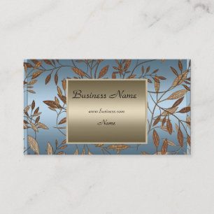 Carte de visite élégante florale bronze bleu marro