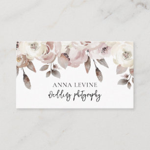 Carte De Visite Elégante frontière florale Rose Dusty Mauve