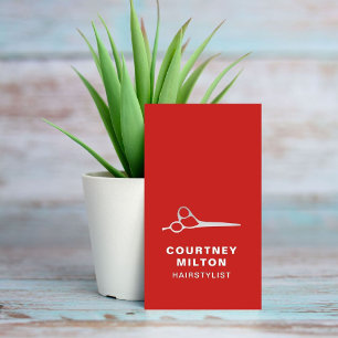 Carte De Visite Elégante gamme de ciseaux en argent Red Faux