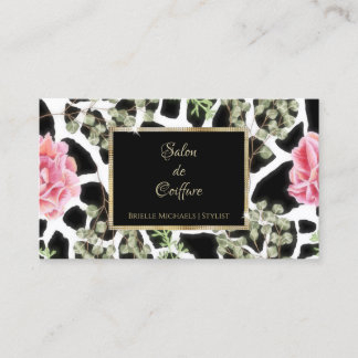 Carte De Visite Elégante Giraffe Imprimer Roses Roses Roses Roses