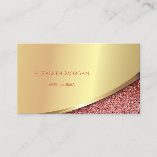 Carte De Visite Elégante Grille d'or moderne, Marbre rouge (Devant)
