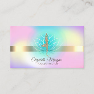 Carte De Visite Élégante Holographie Lotus Yoga Parties scintillan
