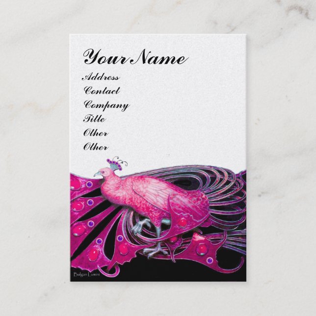 Carte De Visite ELÉGANTE JEWEL BLACK ROSE PEACOCK JEWEL Pearl blan (Devant)