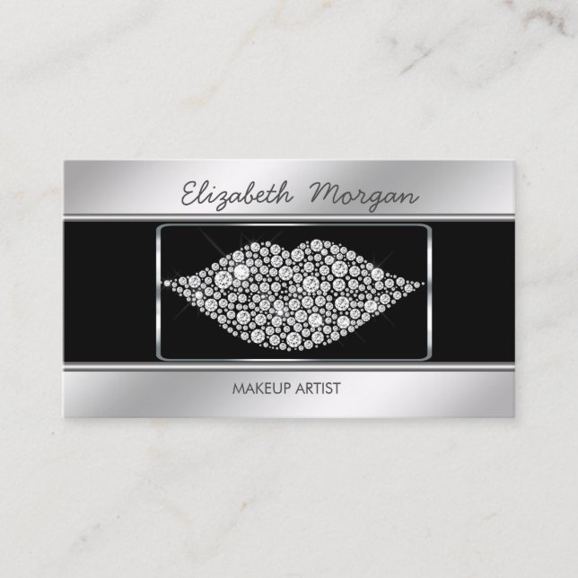 Carte De Visite Élégante Lèvres De Diamants Proffesionaux Élégante (Devant)