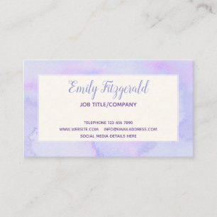 Carte De Visite Elégante Lilac Blue Pastel Aquarelles