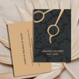 Carte De Visite Elégante liste de cheveux ciseaux noir foncé dente