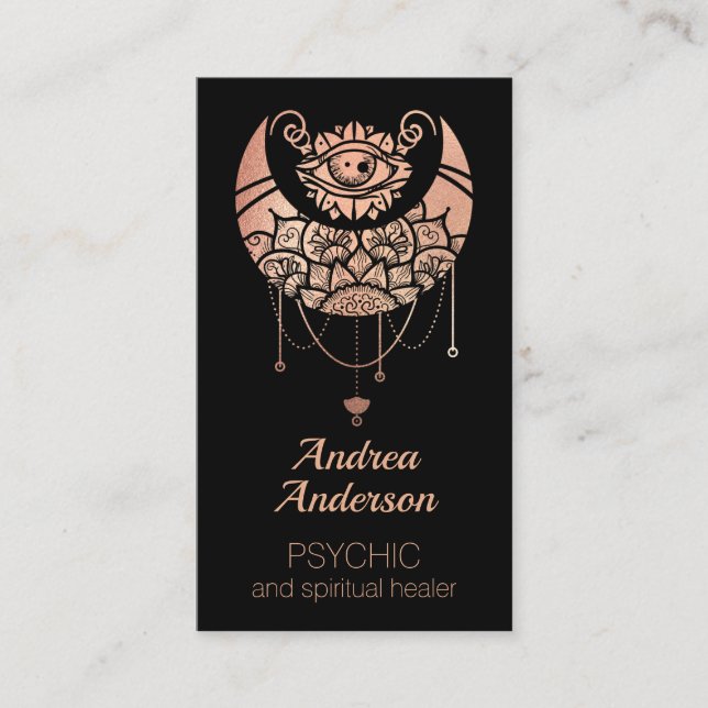 Carte De Visite Élégante Lune de croissant d'or Rose (Devant)