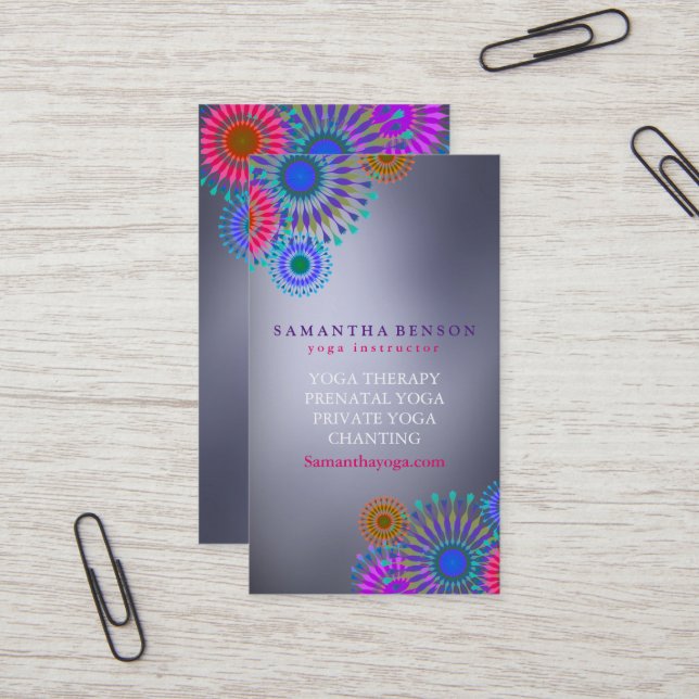 Carte De Visite Élégante méditation de Yoga Logo (Devant/Arrière en situation)