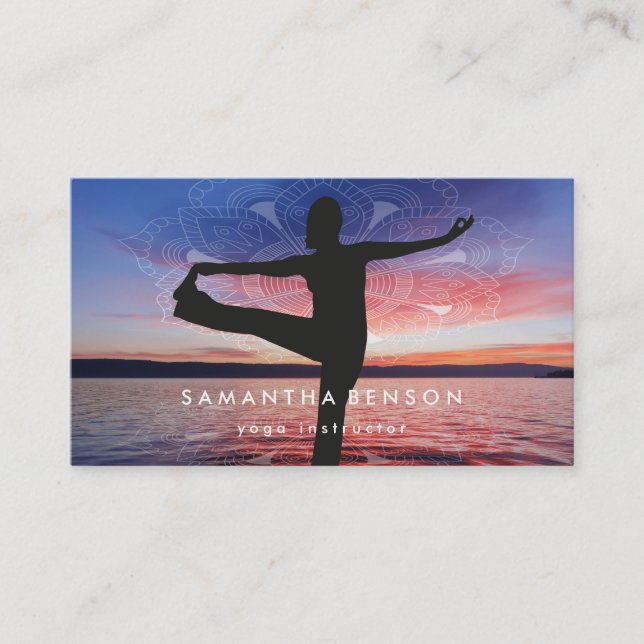 Carte De Visite Élégante méditation de Yoga Logo (Devant)