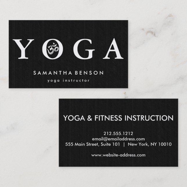 Carte De Visite Élégante méditation de Yoga Logo (Devant / Derrière)
