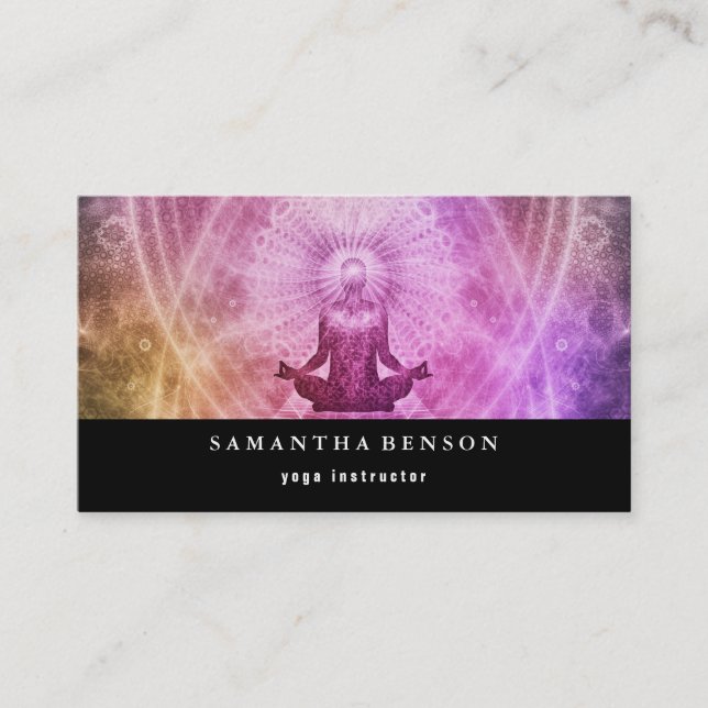 Carte De Visite Élégante méditation de Yoga Logo (Devant)