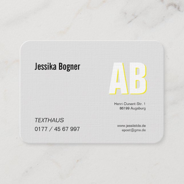 Carte De Visite Elegante Monogram Visitenkarten (Devant)