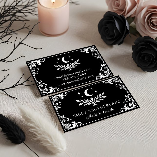 Carte De Visite Élégante Nature gothique Fleurie Entraîneurs holis (Elegant Flourish Gothic Nature Holistic Coaches Business Card)