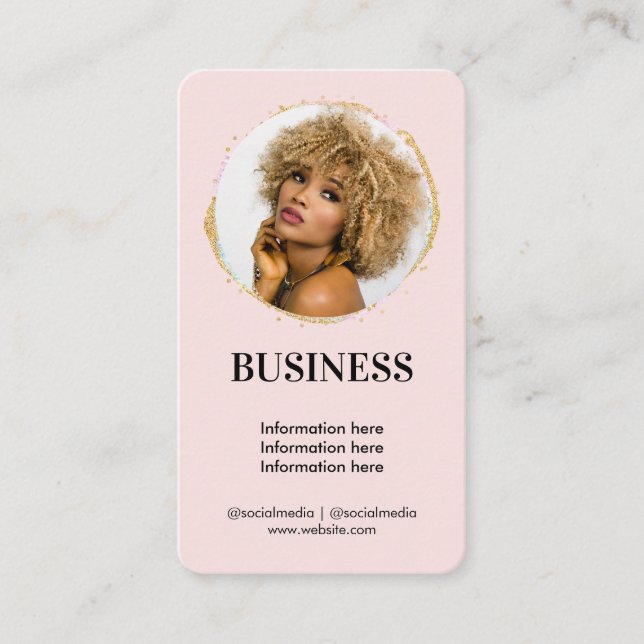 Carte De Visite Elégante or Feminin beauté Social Media Rose (Devant)