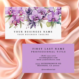 Carte De Visite Élégante Orchidées violettes Fleurs florales