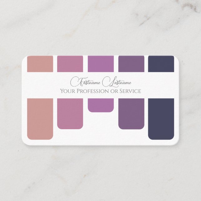 Carte De Visite Élégante palette de couleurs violet calligraphie Q (Devant)