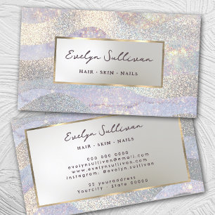 Carte De Visite Elégante parties scintillant aquarelle vagues cart