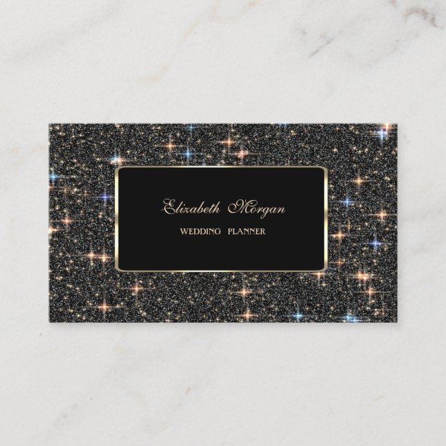 Carte De Visite Elégante Parties scintillant Black Sparkle de luxe (Devant)
