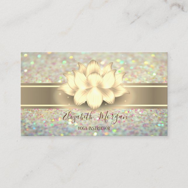 Carte De Visite Elégante Parties scintillant Bokeh, Gold Stripe Yo (Devant)