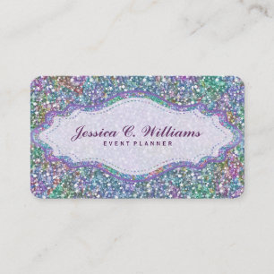 Carte De Visite Elégante Parties scintillant couleur pourpre et ét