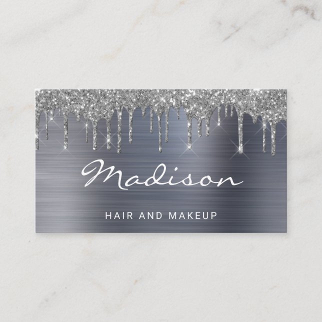 Carte De Visite Elégante Parties scintillant d'argent Drivers Styl (Devant)