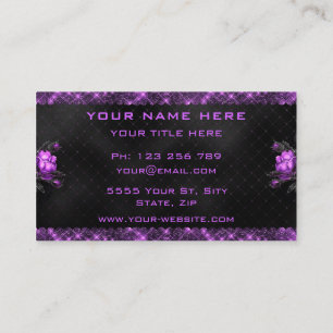Carte De Visite Élégante Parties scintillant de fleurs violettes C
