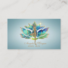 Carte De Visite Élégante Parties scintillant de Lotus Bleu Yoga Gi