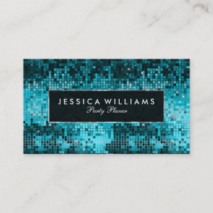 Carte De Visite Elégante Parties scintillant Disco Turquoise