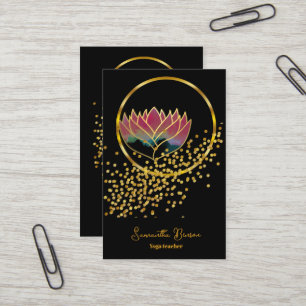 Carte De Visite Elégante Parties scintillant d'or Lotus Yoga Médit