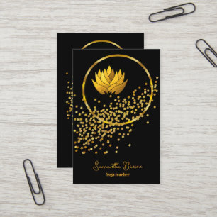 Carte De Visite Elégante Parties scintillant d'or Lotus Yoga Médit