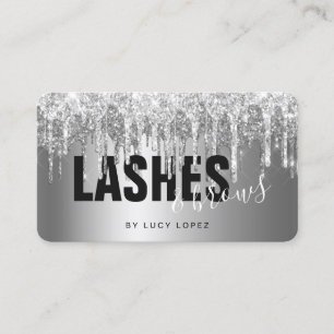 Carte De Visite Élégante parties scintillant en argent gouttes cil