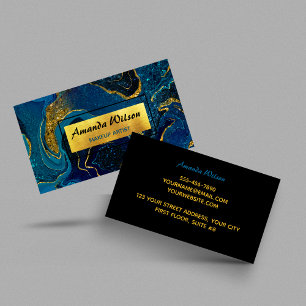 Carte De Visite Elégante parties scintillant en marbre bleu faux o