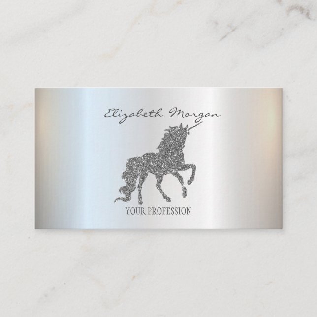 Carte De Visite Élégante Parties scintillant moderne argent Unicor (Devant)