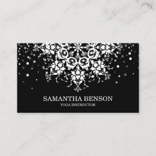 Carte De Visite Elégante Parties scintillant noir & blanc logo Fle