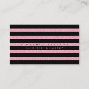 Carte De Visite Elégante Parties scintillant noire et  rose modern