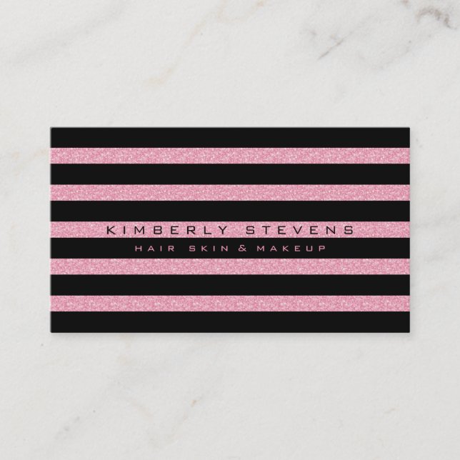 Carte De Visite Elégante Parties scintillant noire et  rose modern (Devant)