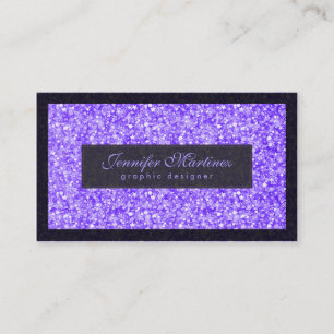 Carte De Visite Elégante Parties scintillant Noire Et Violet & Éti