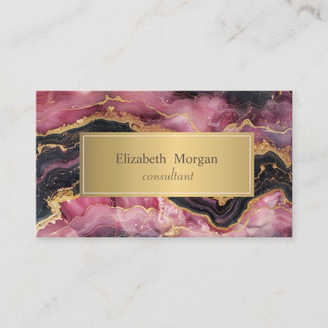 Carte De Visite Elégante Parties scintillant Or élégant Marbre Bou (Devant)
