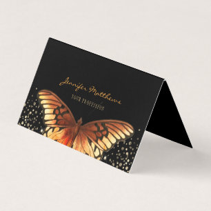 Carte De Visite Elégante Parties scintillant papillon orange noir